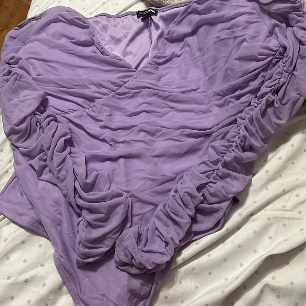 Long Sleeve Purple Fashion Nova Bodysuit - Plus Size